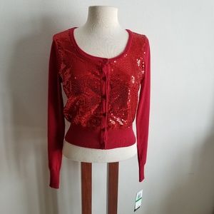 Sequin Hearts L cardigan sweater w/ sequins